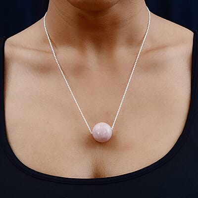 Galilea Rose Quartz Necklace 20 Inches in Sterling Silver 52.00 ctw