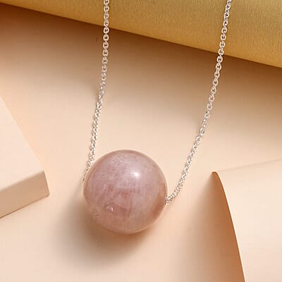 Galilea Rose Quartz Necklace 20 Inches in Sterling Silver 52.00 ctw