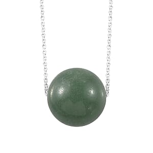 Green Aventurine Necklace 20 Inches in Sterling Silver 51.00 ctw