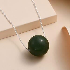 Green Aventurine Necklace 20 Inches in Sterling Silver 51.00 ctw