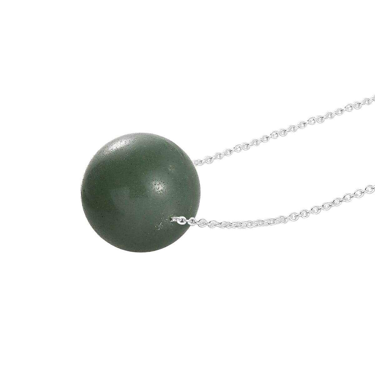 Green Aventurine Necklace 20 Inches in Sterling Silver 51.00 ctw image number 3