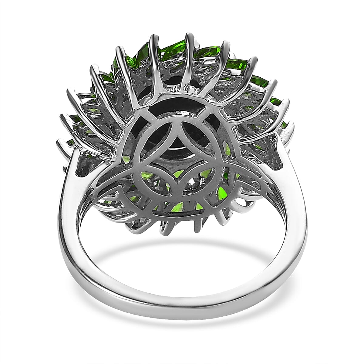 Premium Canadian Ammolite and Chrome Diopside Cocktail Ring in Platinum Over Sterling Silver (Size 7.0) 3.35 ctw image number 4