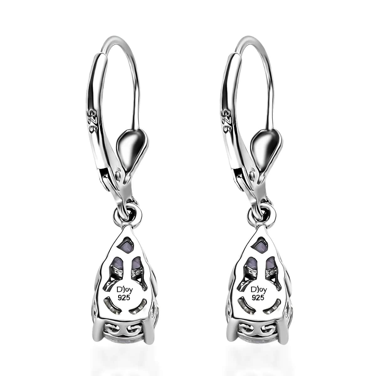 Moissanite and Tanzanite Lever Back Earrings in Platinum Over Sterling Silver 2.00 ctw image number 4