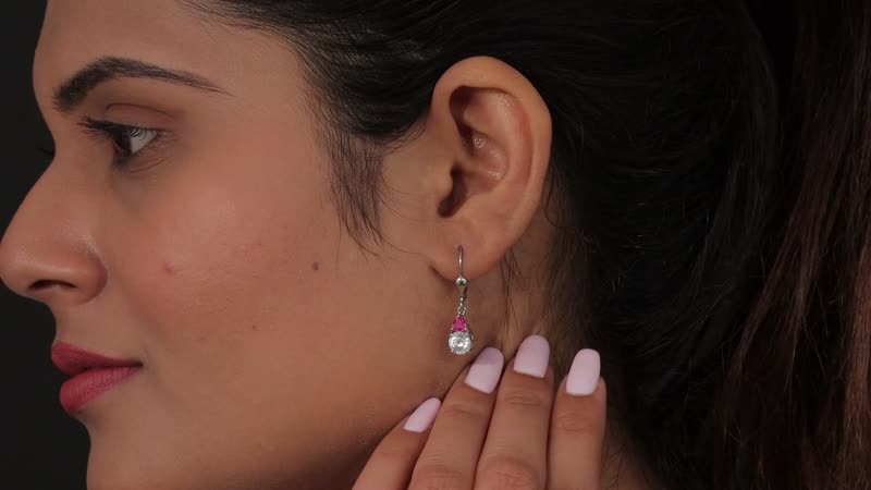 Moissanite and Tanzanite Lever Back Earrings in Platinum Over Sterling Silver 2.00 ctw