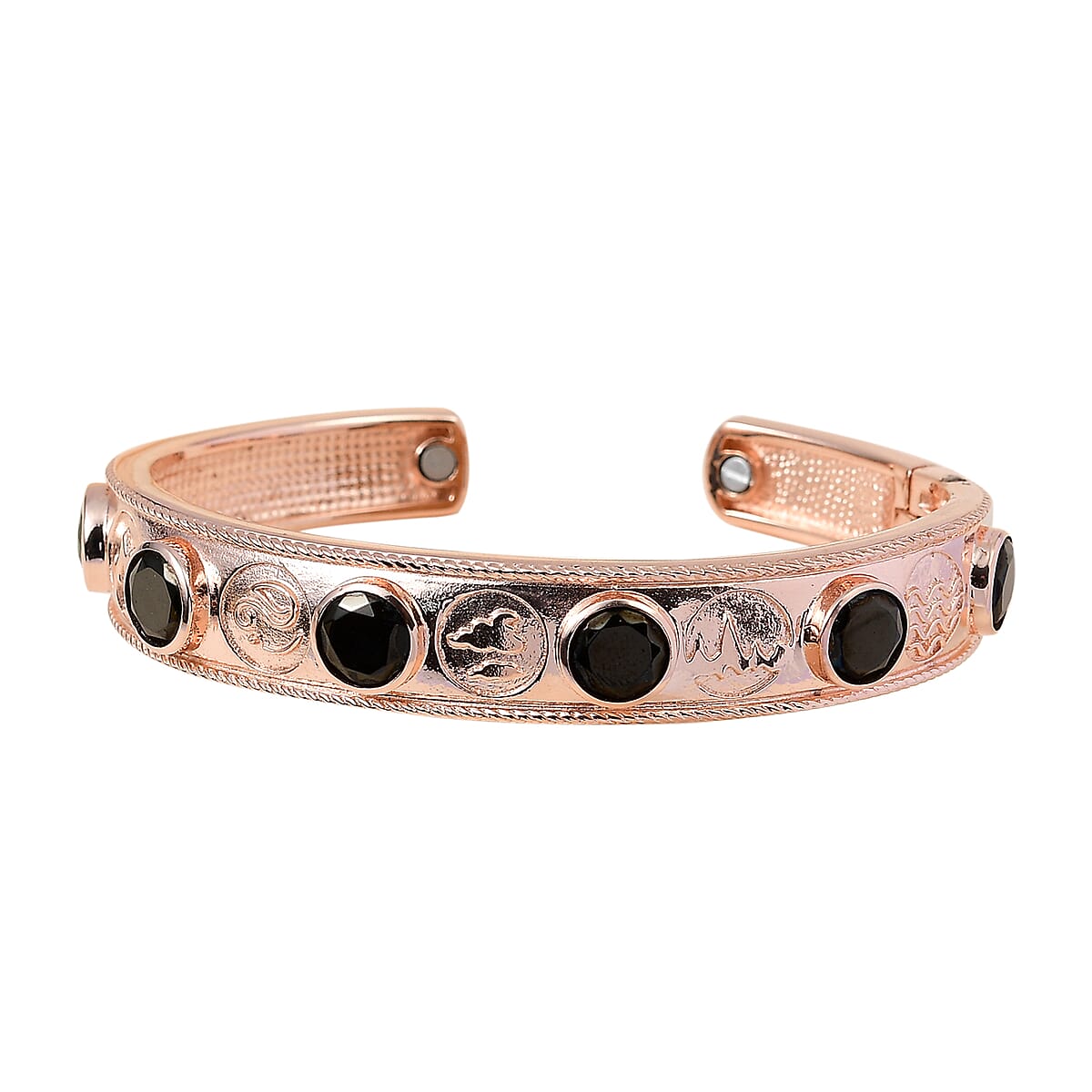 Artisan Crafted Elite Shungite Cuff Bracelet in 14K RG Over Copper with Magnet (7.25 in) 6.20 ctw image number 0