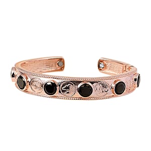 Artisan Crafted Elite Shungite Cuff Bracelet in 14K RG Over Copper with Magnet (7.25 in) 6.20 ctw