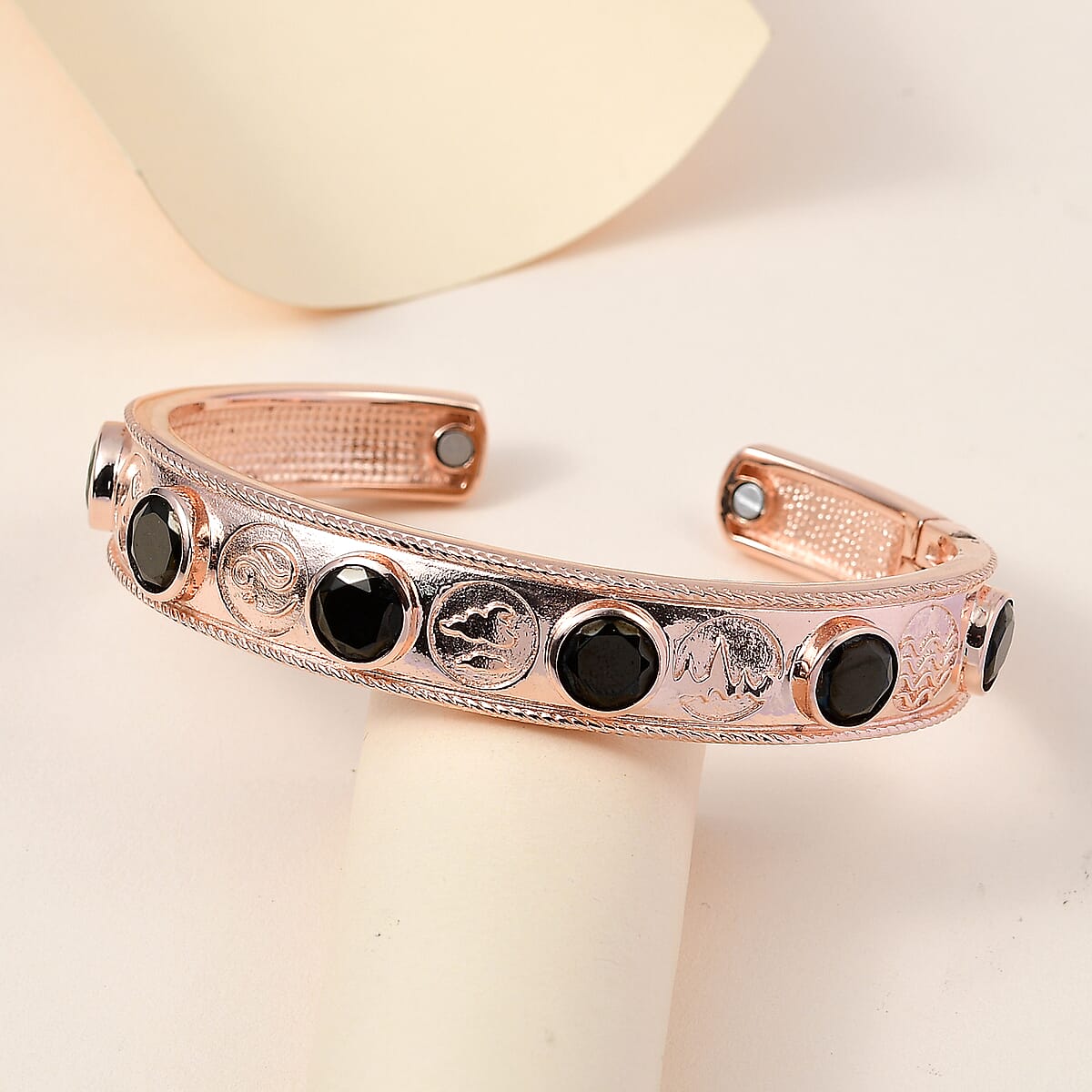 Artisan Crafted Elite Shungite Cuff Bracelet in 14K RG Over Copper with Magnet (7.25 in) 6.20 ctw image number 1