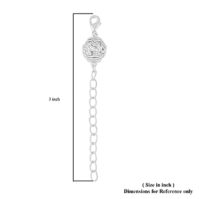 Simulated Diamond 10mm Magnet Lock with 9MM Lobster Lock with 2 Inch Extender Chain in Silvertone 0.20 ctw
