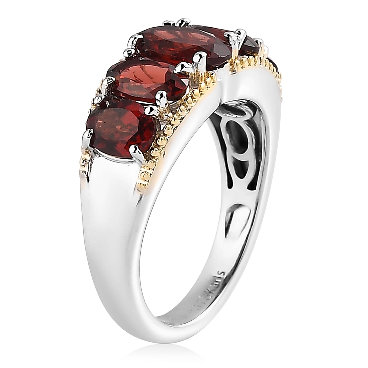 Karis Mozambique Garnet 5 Stone Ring in 18K YG Plated and Platinum Bond 2.85 ctw image number 3