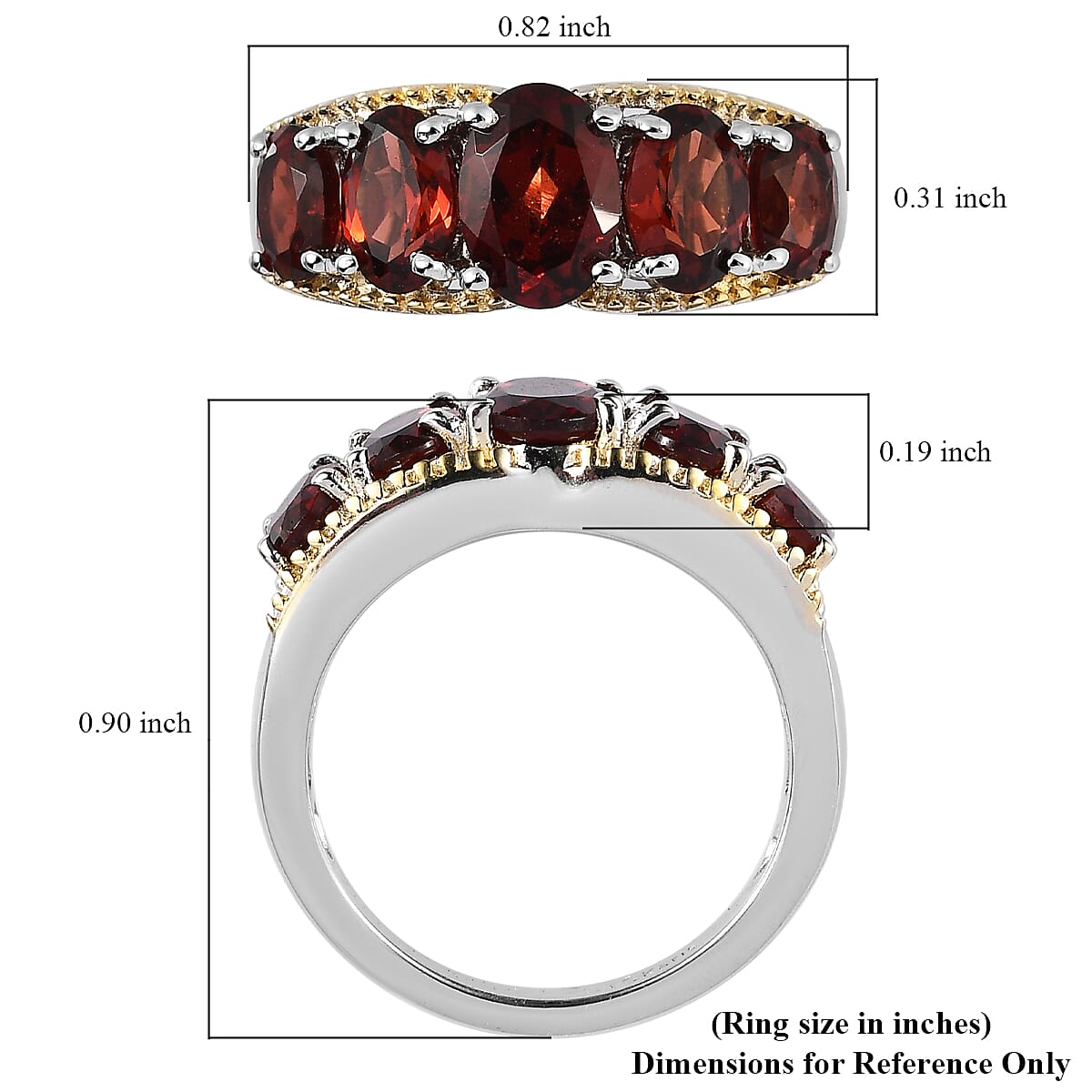 Karis Mozambique Garnet 5 Stone Ring in 18K YG Plated and Platinum Bond 2.85 ctw image number 5