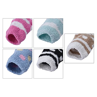 Set of 5 Pair Animal Pattern Jacquard Super Soft & Warm Plush Non-Slip Socks