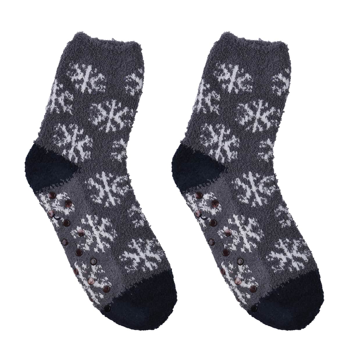 Set of 5 Pair Snowflake, Polka and Love Heart Pattern Jacquard Super Soft & Warm Plush Non-Slip Socks image number 3