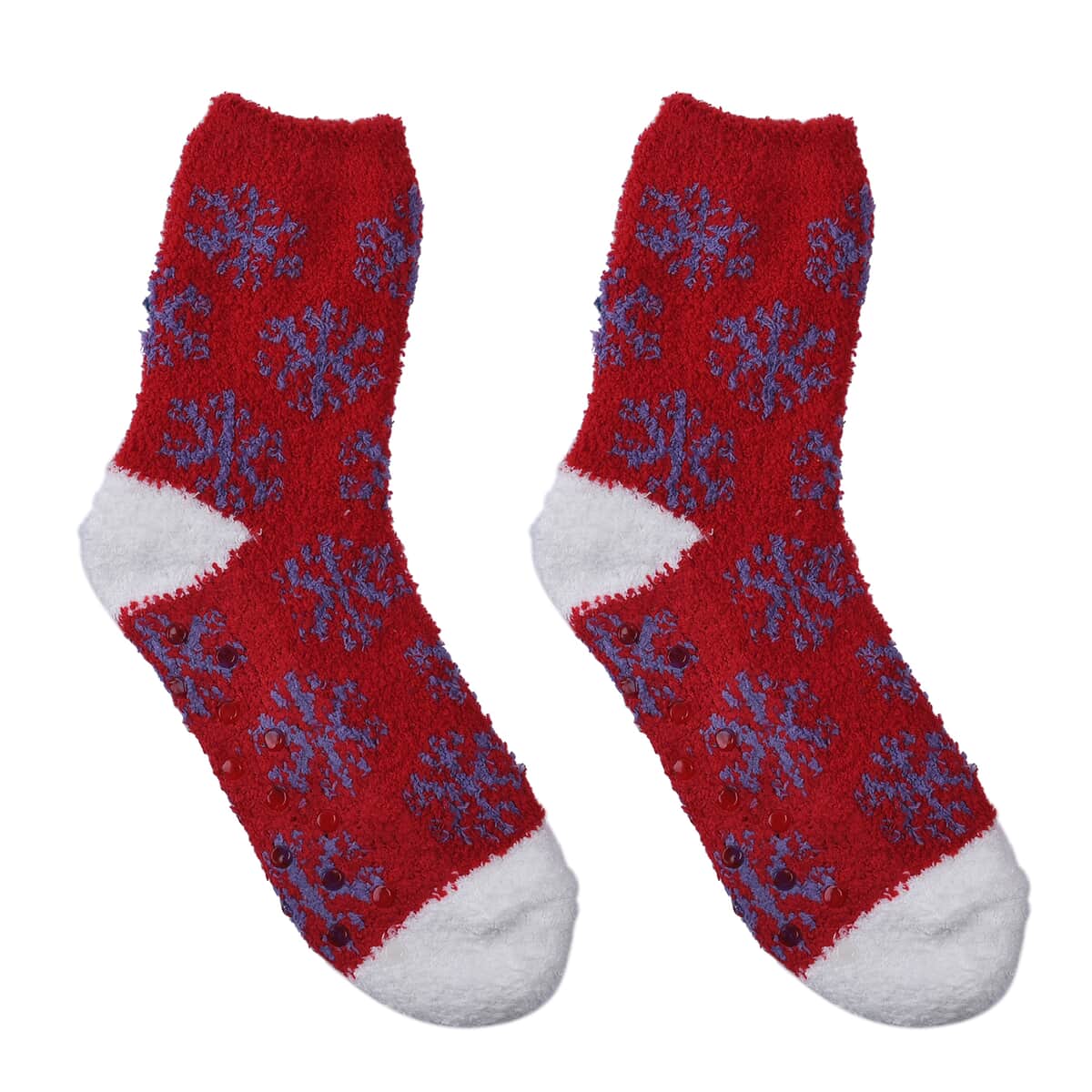 Set of 5 Pair Snowflake, Polka and Love Heart Pattern Jacquard Super Soft & Warm Plush Non-Slip Socks image number 4