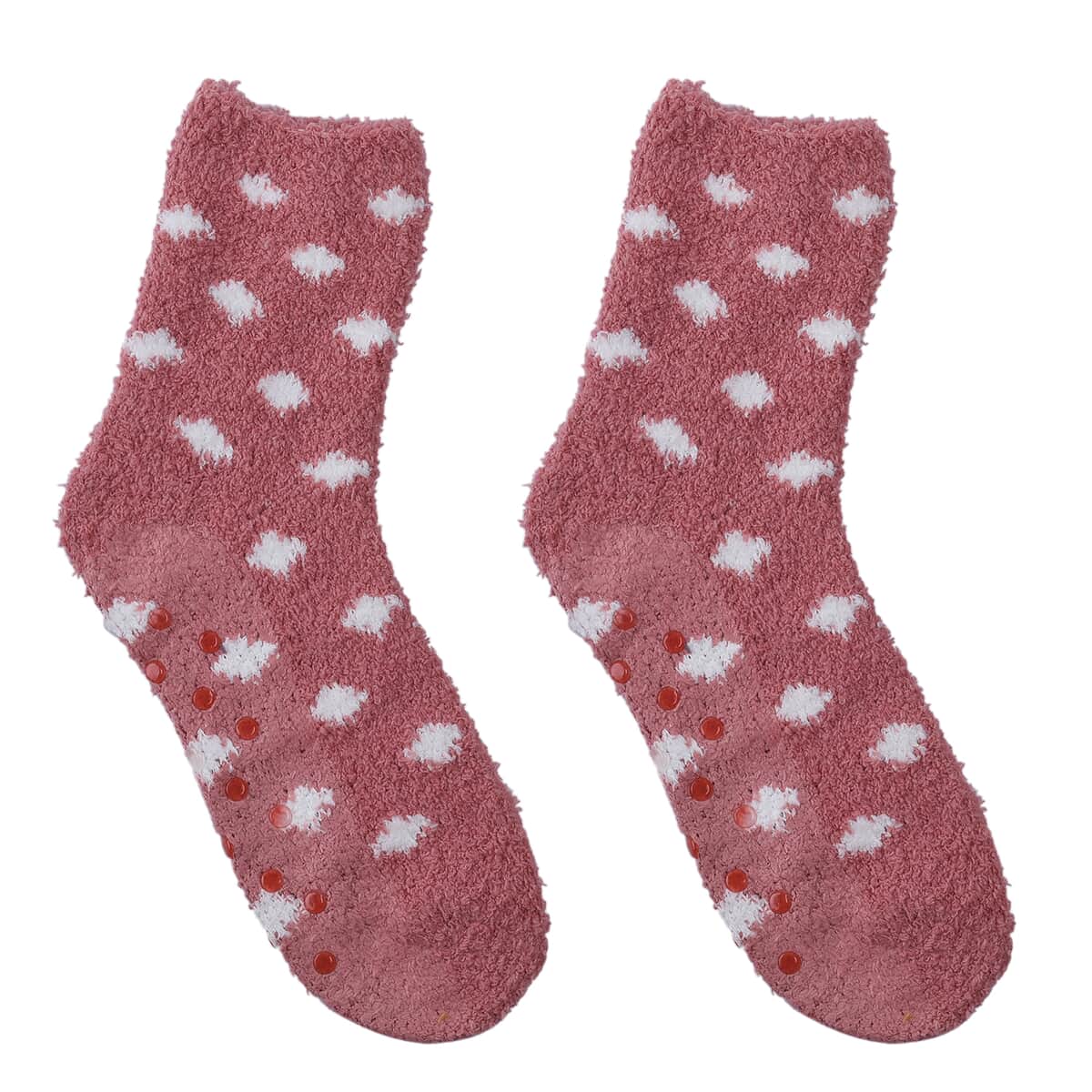 Set of 5 Pair Snowflake, Polka and Love Heart Pattern Jacquard Super Soft & Warm Plush Non-Slip Socks image number 5