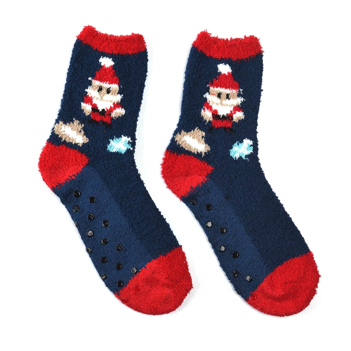 Set of 5 Pair Santa Claus, Stripe and Intricate Pattern Jacquard Super Soft & Warm Plush Non-Slip Socks image number 3