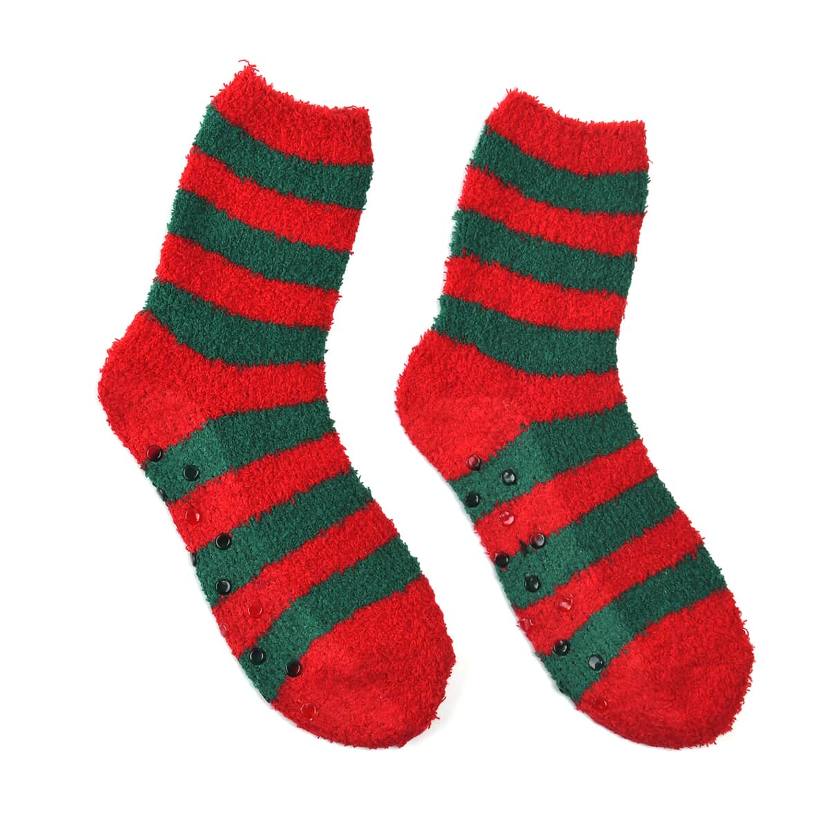 Set of 5 Pair Santa Claus, Stripe and Intricate Pattern Jacquard Super Soft & Warm Plush Non-Slip Socks image number 4