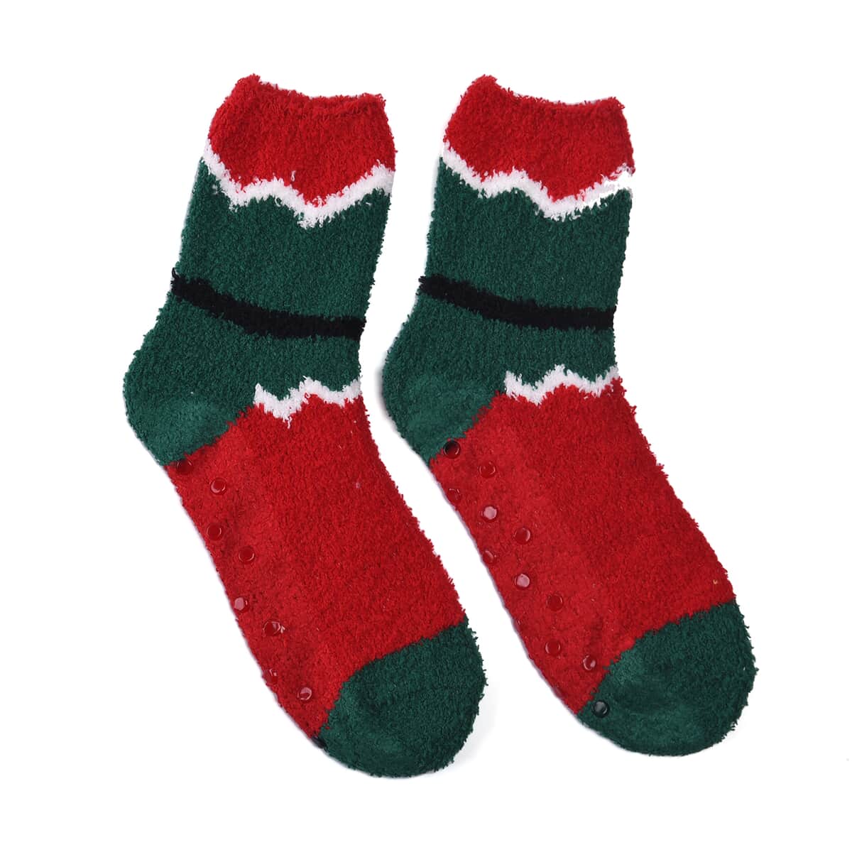 Set of 5 Pair Santa Claus, Stripe and Intricate Pattern Jacquard Super Soft & Warm Plush Non-Slip Socks image number 5