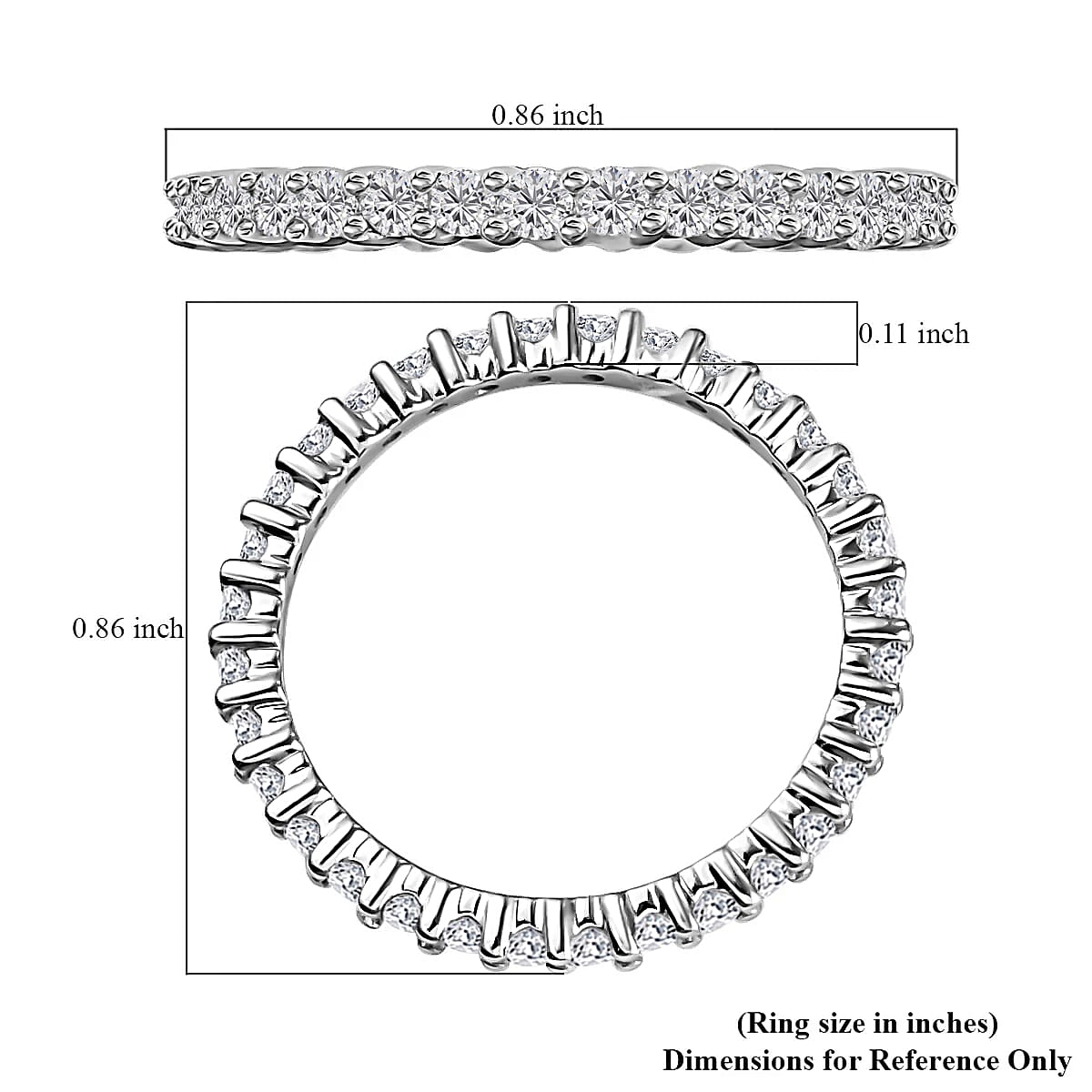 Rhapsody 950 Platinum Diamond E-F VS Eternity Band Ring (Size 9.0) 1.00 ctw image number 4