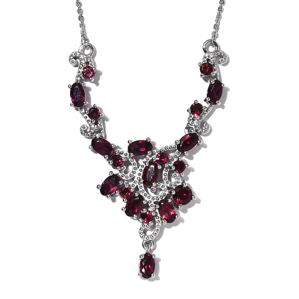 Anthill Garnet Necklace 18 Inches in Platinum Over Sterling Silver 3.90 ctw image number 0