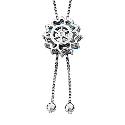 Sleeping Beauty Turquoise and Malgache Neon Apatite Cocktail Necklace 20 Inches in Platinum Over Sterling Silver 3.90 ctw