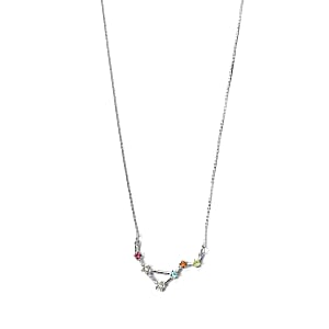 Multi Gemstone Libra Constellation Stars Necklace 20 Inches in Platinum Over Sterling Silver 0.40 ctw