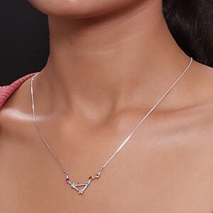 Multi Gemstone Libra Constellation Stars Necklace 20 Inches in Platinum Over Sterling Silver 0.40 ctw