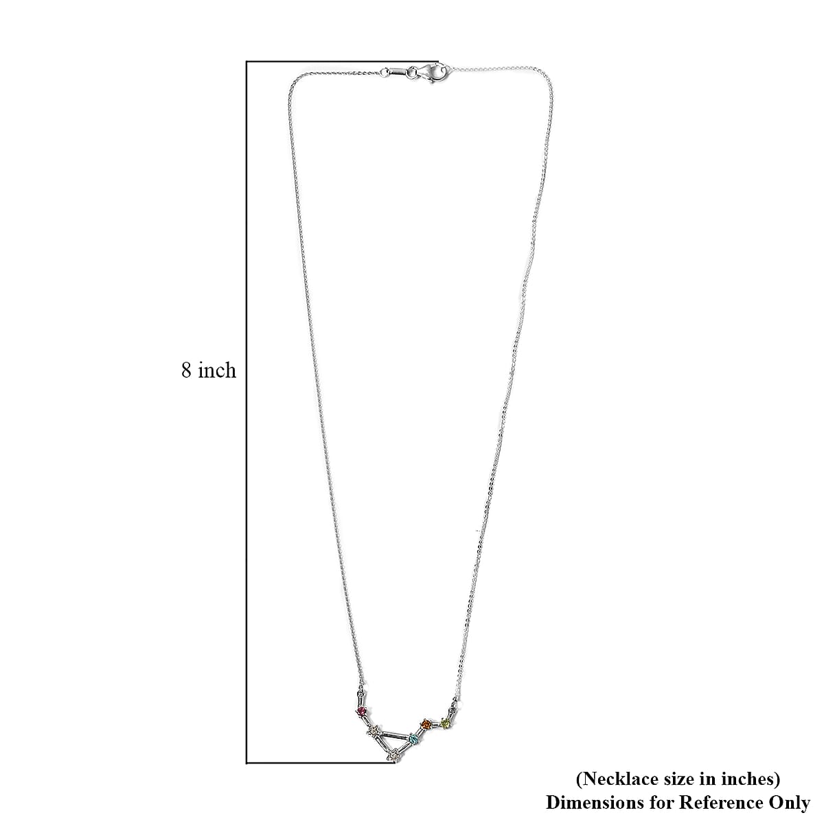 Multi Gemstone Libra Constellation Stars Necklace 20 Inches in Platinum Over Sterling Silver 0.40 ctw image number 4