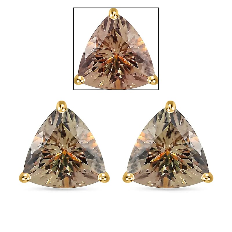 AAA Turkizite 2.70 ctw Earrings in 18K Yellow Gold, Gold Solitaire Studs, Gold Jewelry Gifts