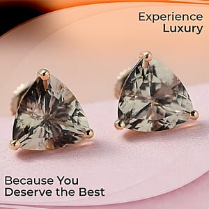 AAA Turkizite 2.70 ctw Earrings in 18K Yellow Gold, Gold Solitaire Studs, Gold Jewelry Gifts