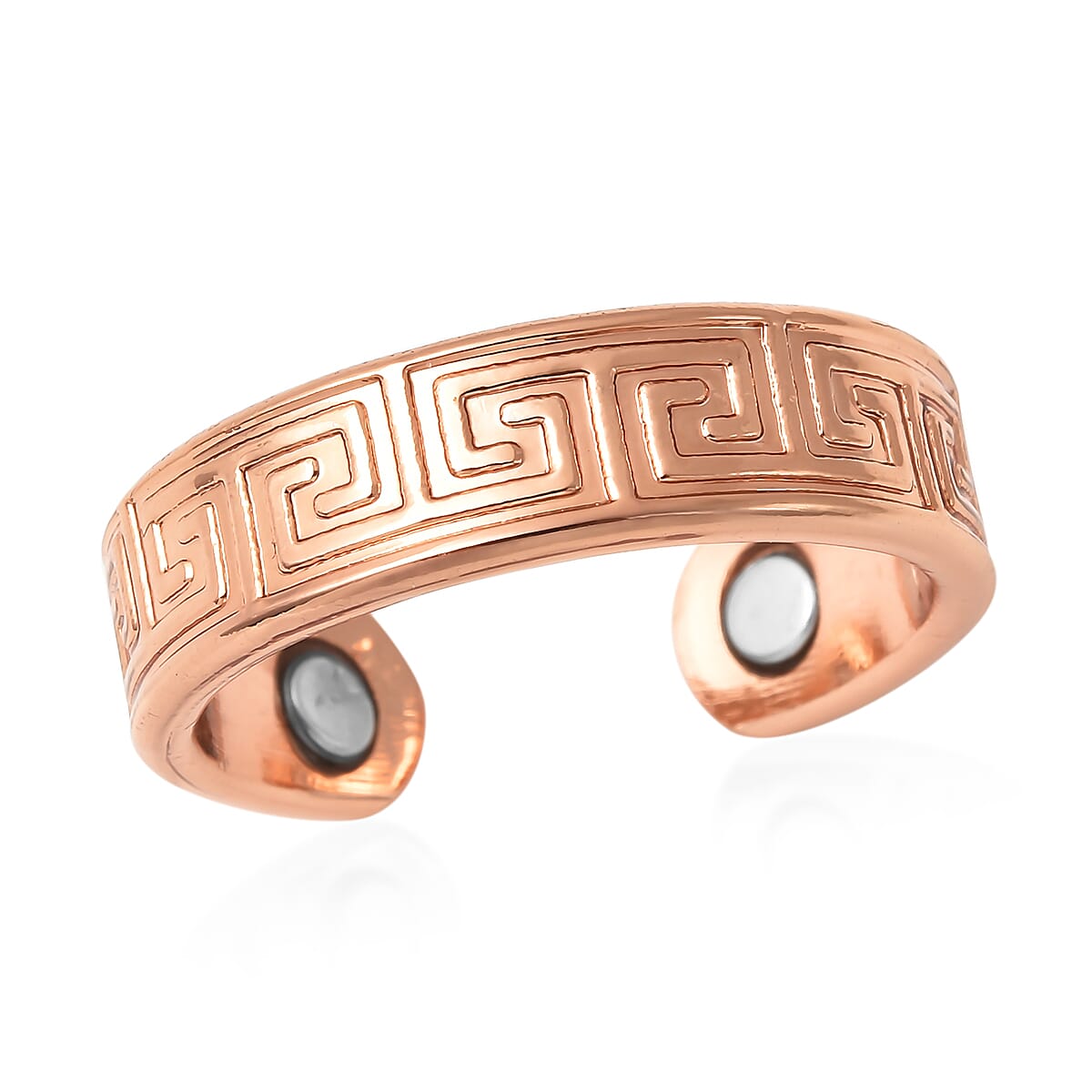 Greek Key Pattern Ring in Rosetone (Size 7)