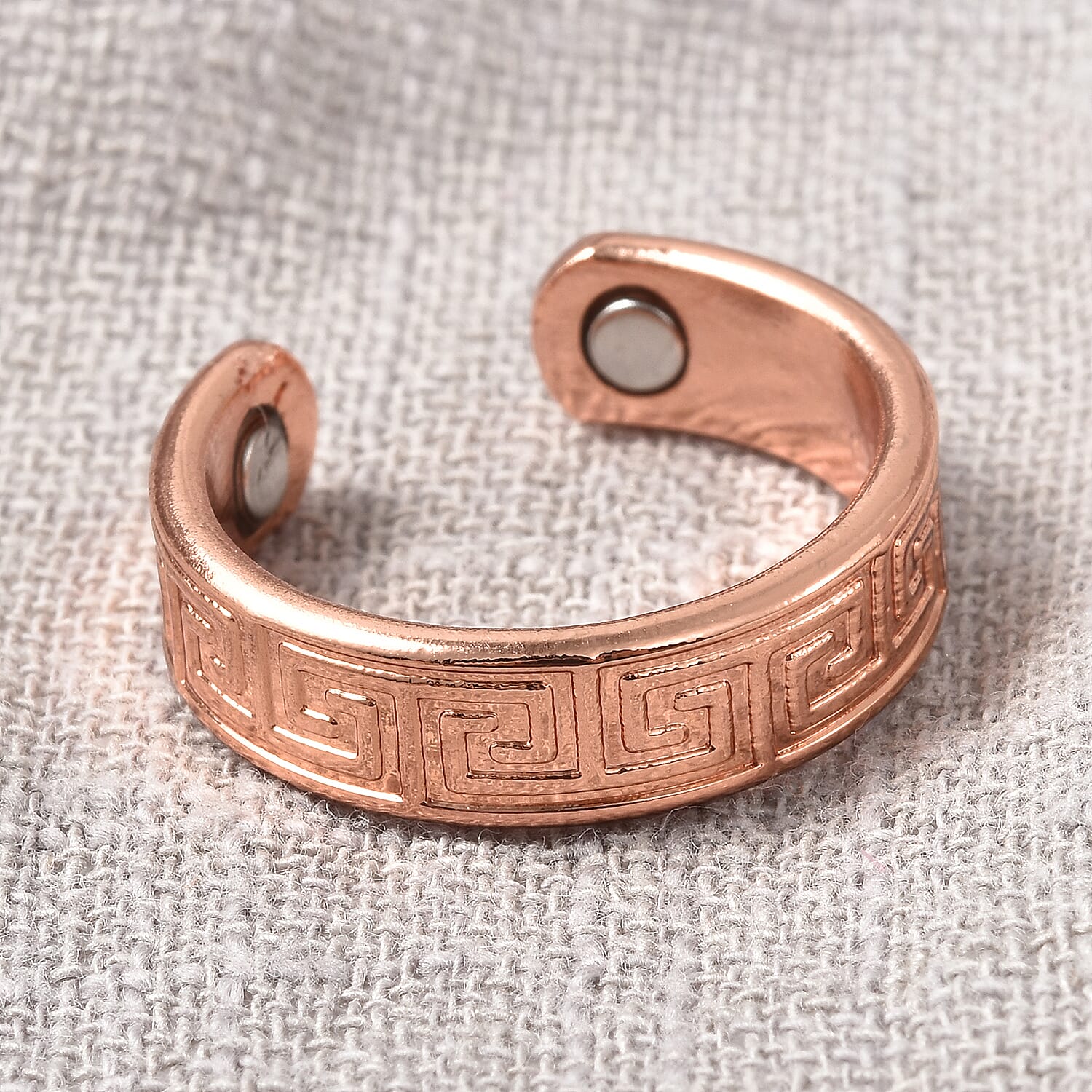 Greek Key Pattern Ring in Rosetone (Size 7)