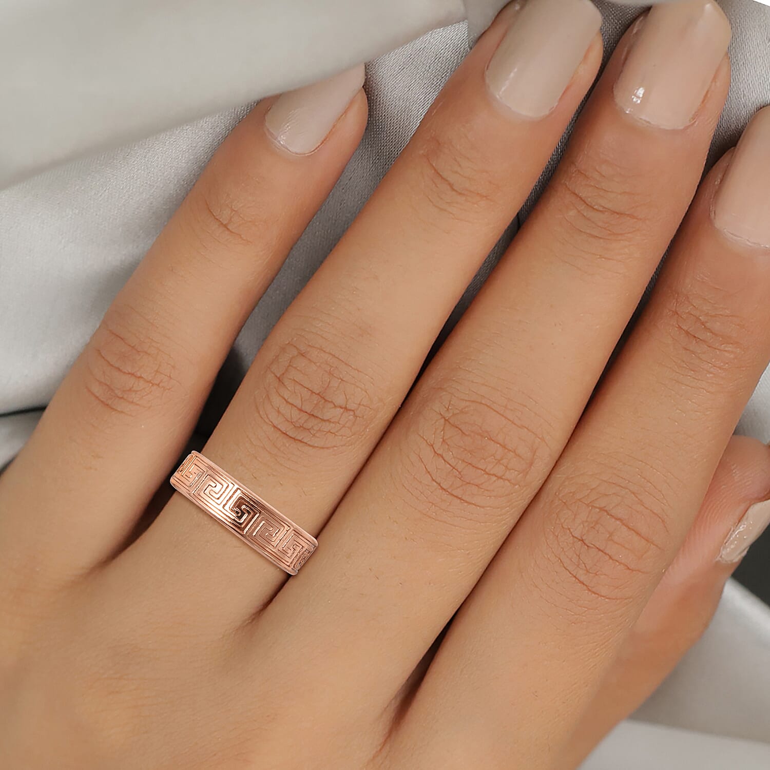 Greek Key Pattern Ring in Rosetone (Size 7)