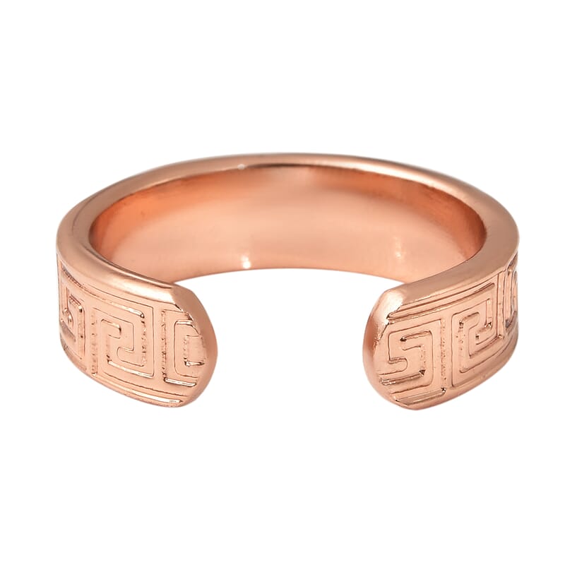 Greek Key Pattern Ring in Rosetone (Size 7)