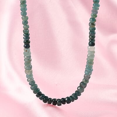 Grandidierite Beaded Necklace 20 Inches in Platinum Over Sterling Silver 115.00 ctw