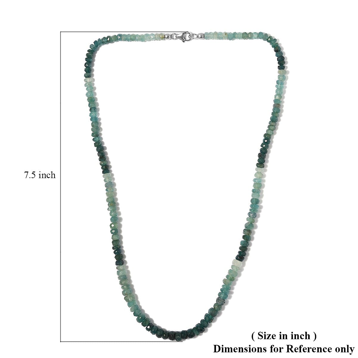 Grandidierite Beaded Necklace 20 Inches in Platinum Over Sterling Silver 115.00 ctw