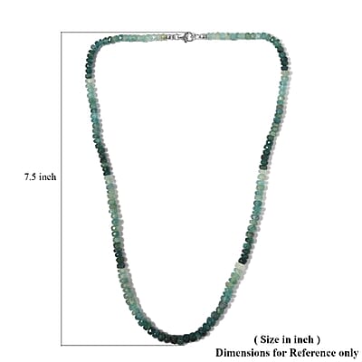 Grandidierite Beaded Necklace 20 Inches in Platinum Over Sterling Silver 115.00 ctw