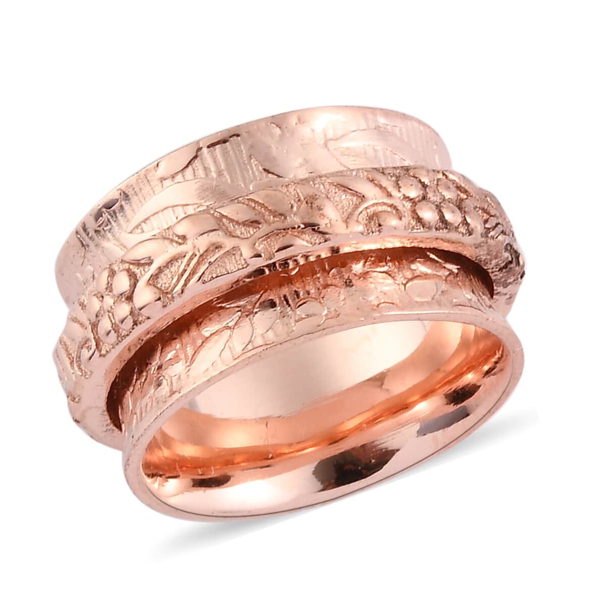 Flower Engraved Spinner Ring in 14K RG Over Copper (Size 10.0) image number 0