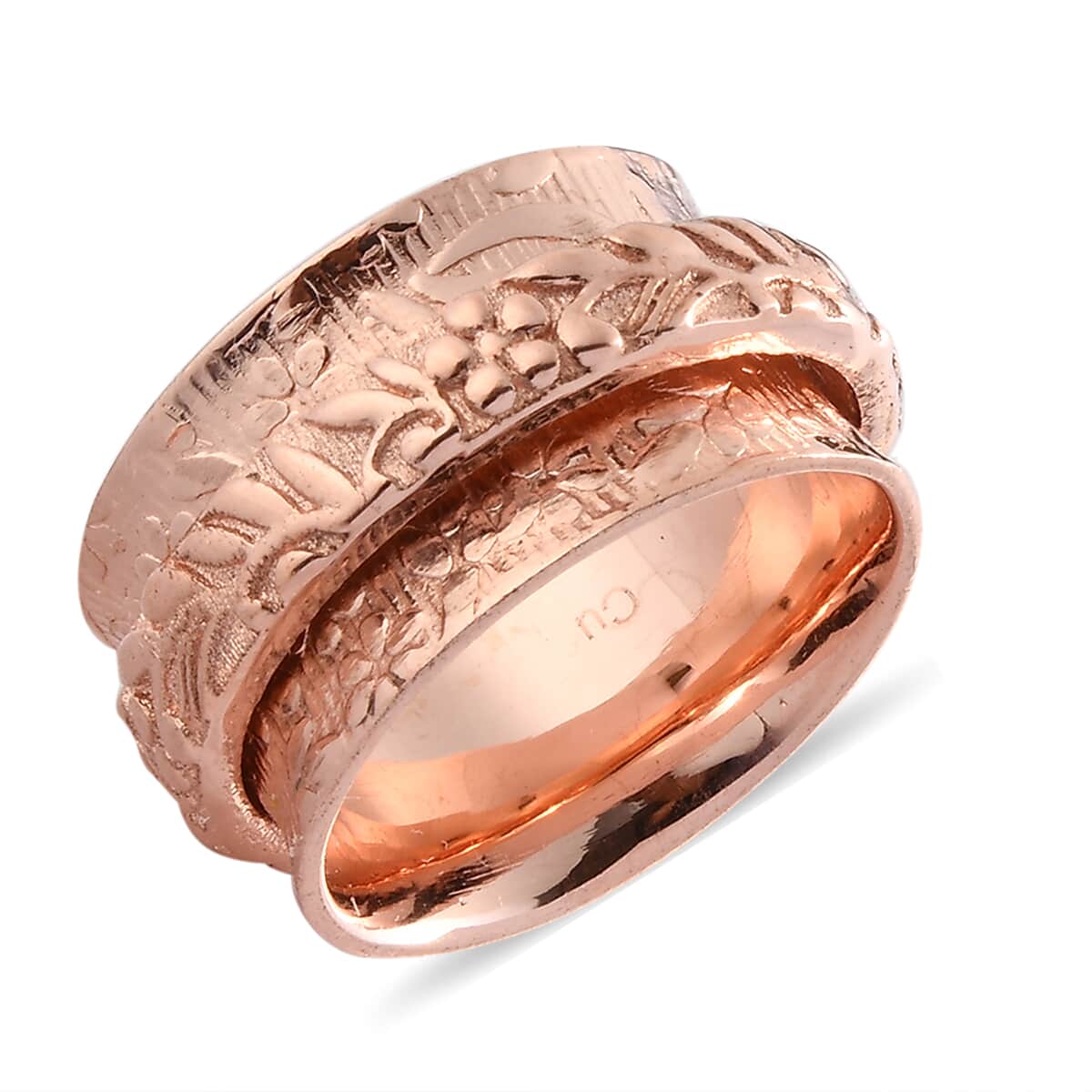 Flower Engraved Spinner Ring in 14K RG Over Copper (Size 10.0) image number 3