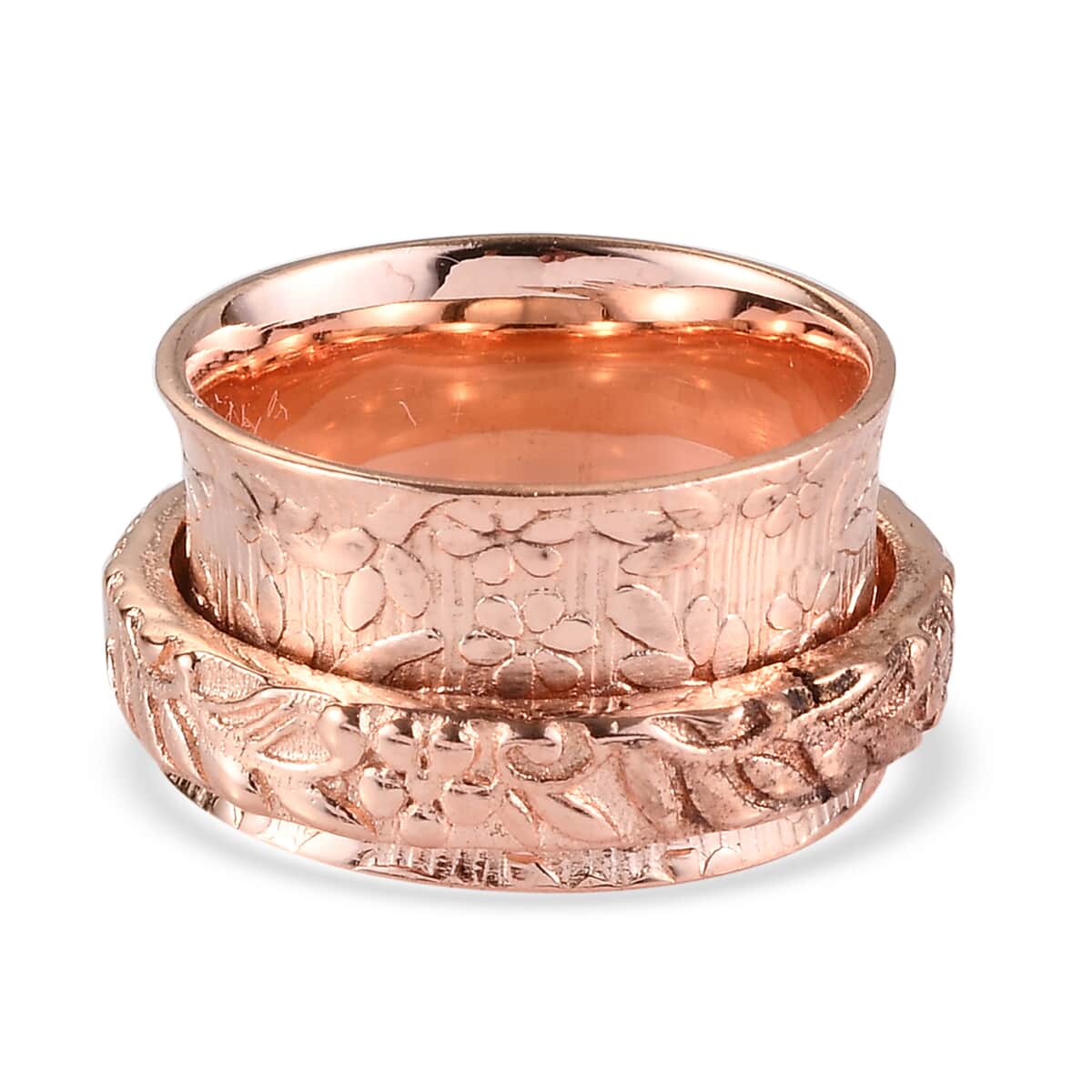 Flower Engraved Spinner Ring in 14K RG Over Copper (Size 10.0) image number 4