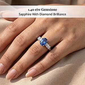 Iliana 18K White Gold AAA Royal Ceylon Sapphire and G-H SI Diamond Ring (Size 10.0) 1.40 ctw