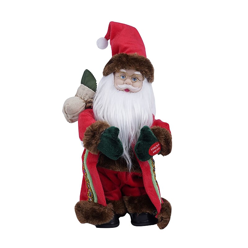Homesmart Red and Green Dancing Saint Nick Santa Claus Electric Toy with Music (3xAA Battery Not Included)