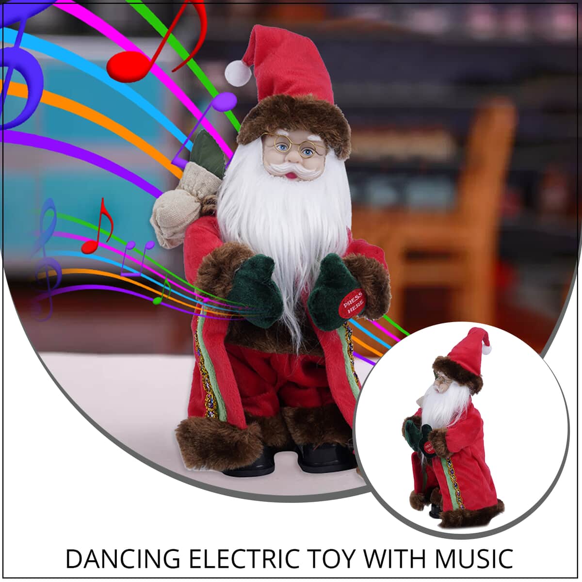 HOMESMART Dancing Santa Claus Electric Toy with Music (12") (3xAA Battery Not Included) image number 1