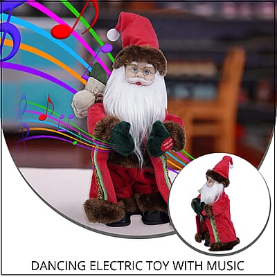 Homesmart Red and Green Dancing Saint Nick Santa Claus Electric Toy with Music (3xAA Battery Not Included)