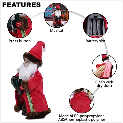 Homesmart Red and Green Dancing Saint Nick Santa Claus Electric Toy with Music (3xAA Battery Not Included)