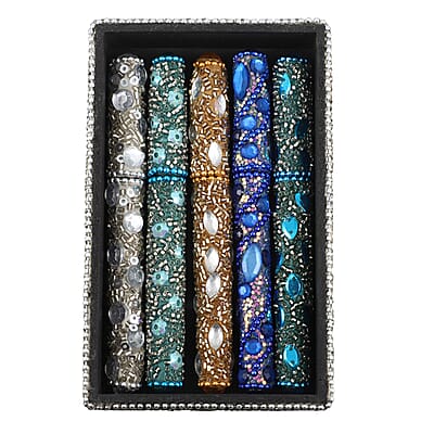 Set of 5 Multi Color Beaded Pen with Matching Storage Box