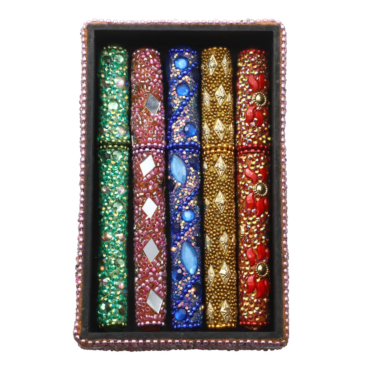 Set of 5 Multi Color Beaded Pen with Matching Storage Box image number 4