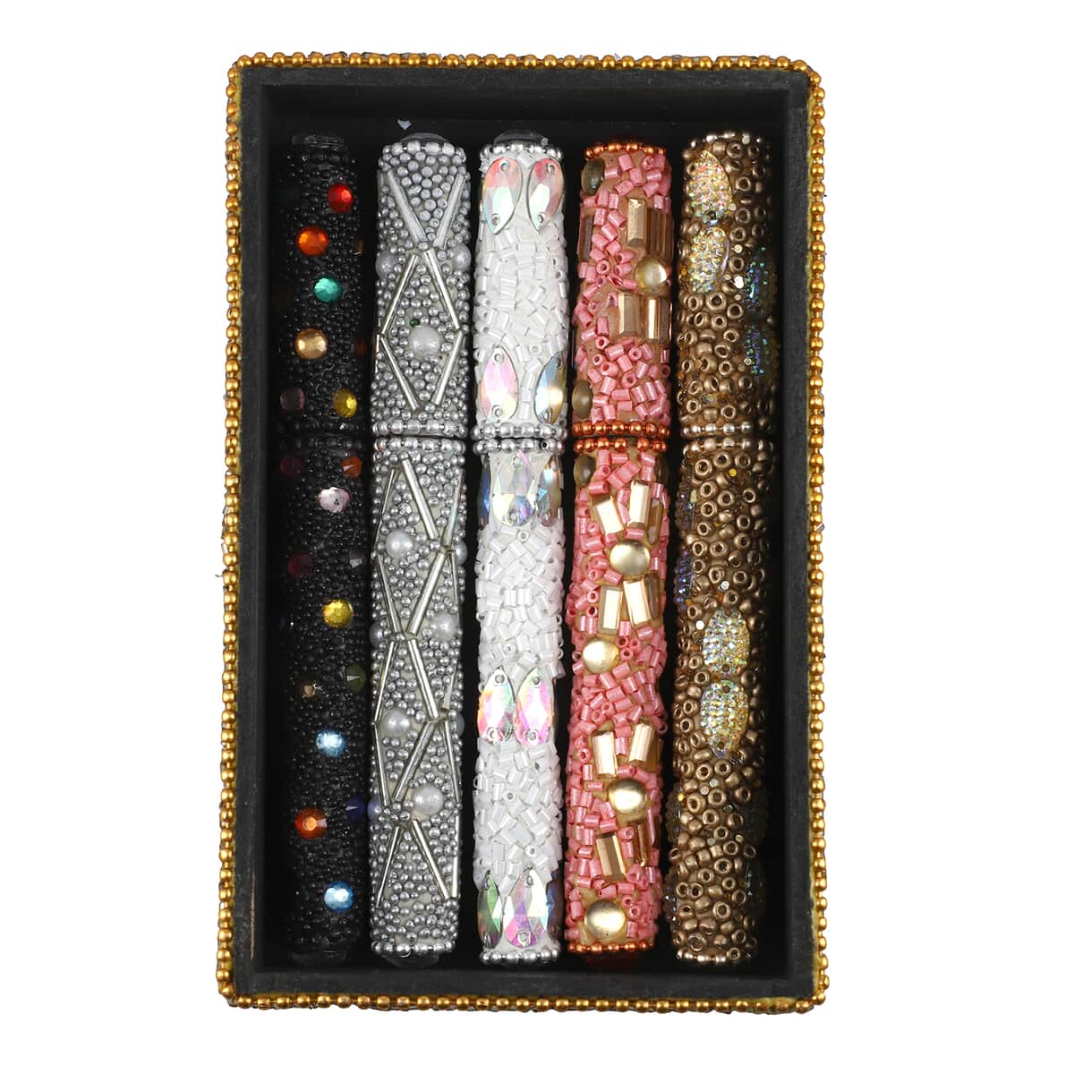 Set of 5 Multi Color Beaded Pen with Matching Storage Box image number 4