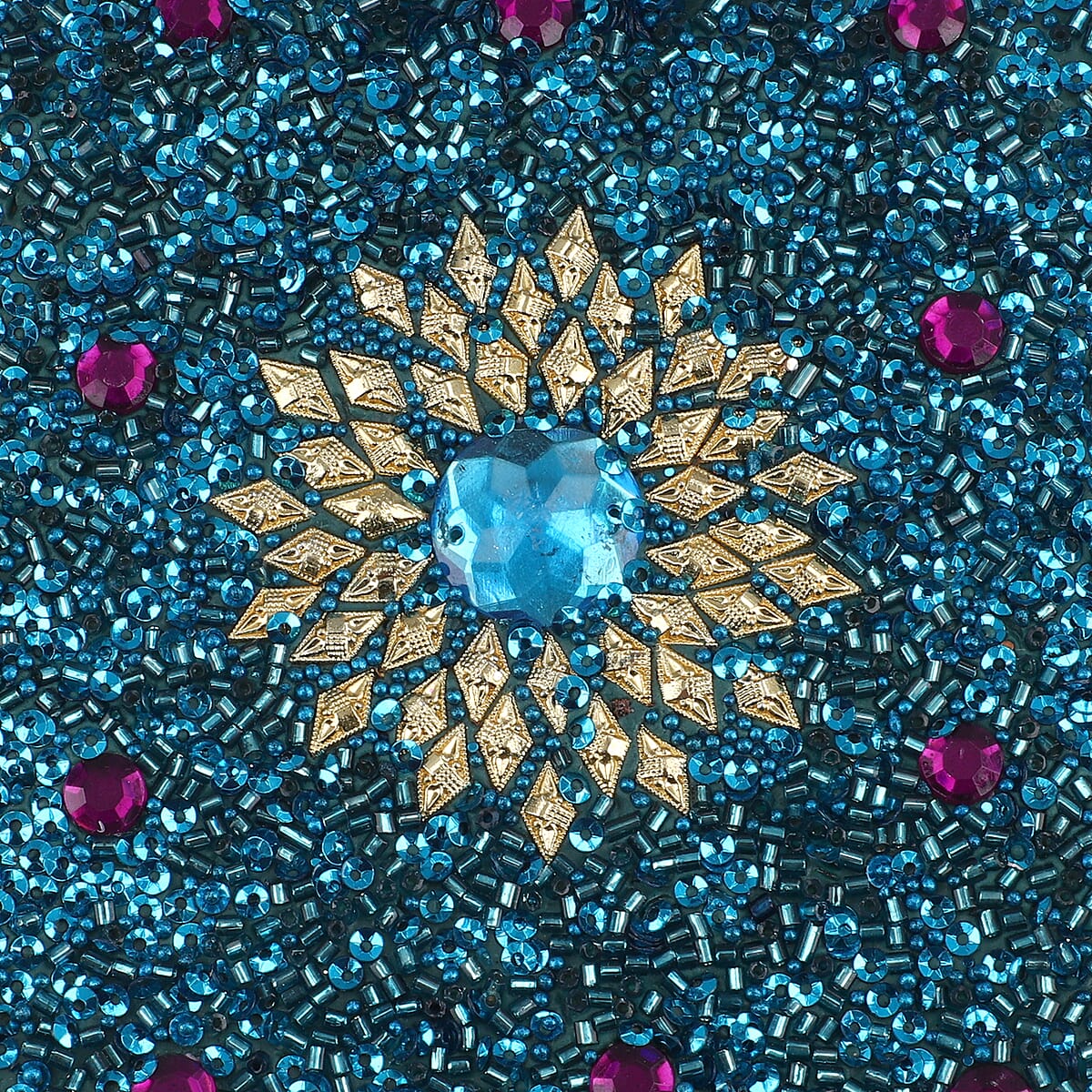 Blue Beaded Box with Paper Diary & Pen (6.5""x4.5") image number 6