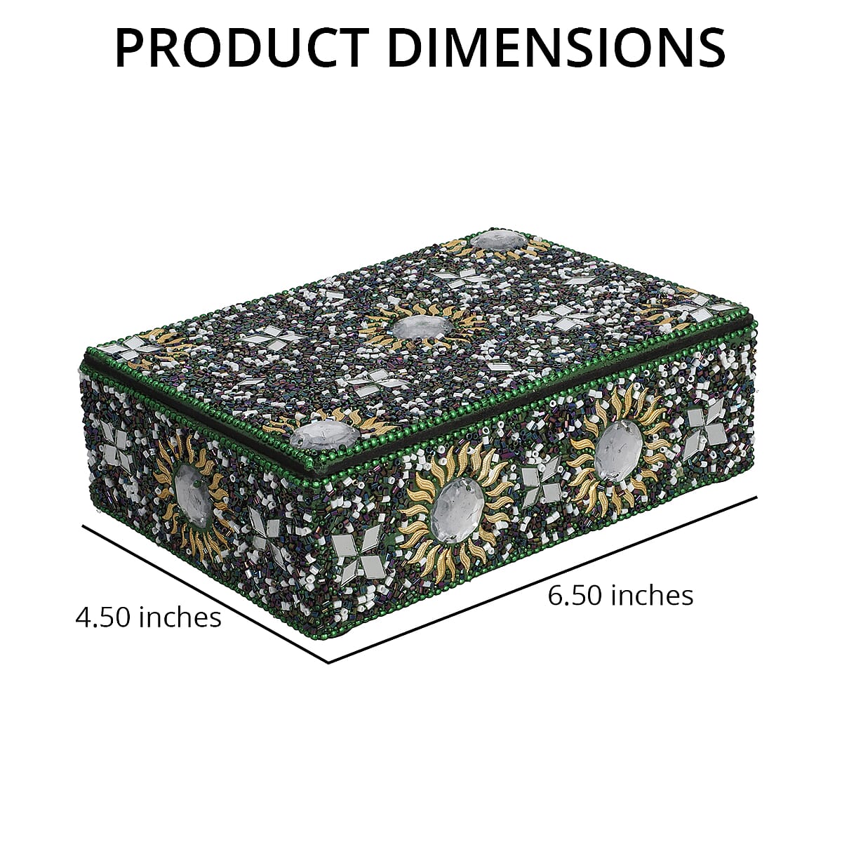 Green Beaded Box with Paper Diary & Pen image number 3