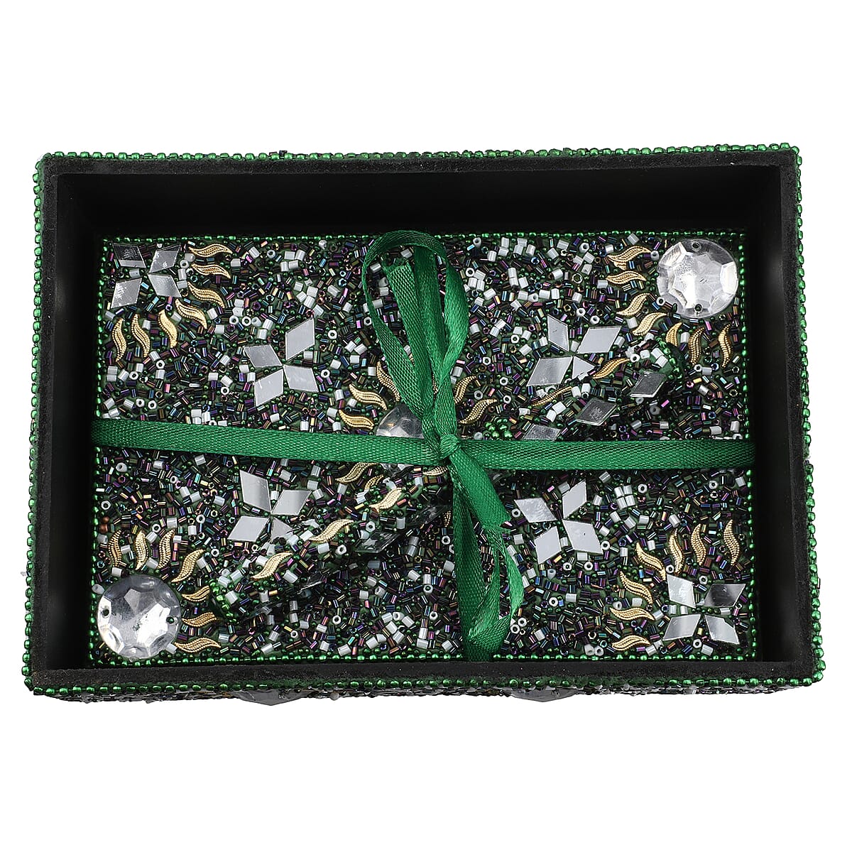 Green Beaded Box with Paper Diary & Pen image number 5